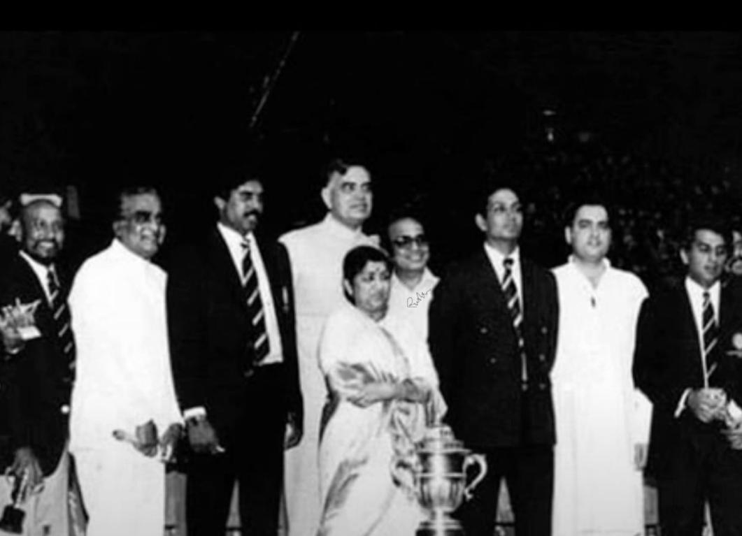 Throwback to the time when Lata Mangeshkar awarded the 1983 World Cup winning squad Throwback to the time when Lata Mangeshkar awarded the 1983 World Cup winning squad