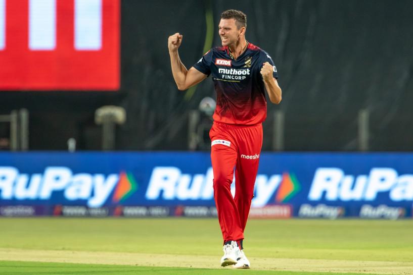 Josh Hazlewood produced figures of 4-1-19-2 as he bagged the all-important scalps of Jos Buttler and Daryl Mitchell, particularly when the latter started looking dangerous. Josh Hazlewood produced figures of 4-1-19-2 as he bagged the all-important scalps of Jos Buttler and Daryl Mitchell, particularly when the latter started looking dangerous.